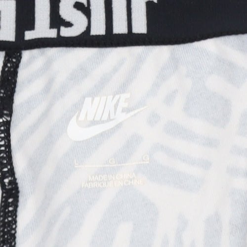 Nike Women's Black Geometric Print Stretch Leggings Size L