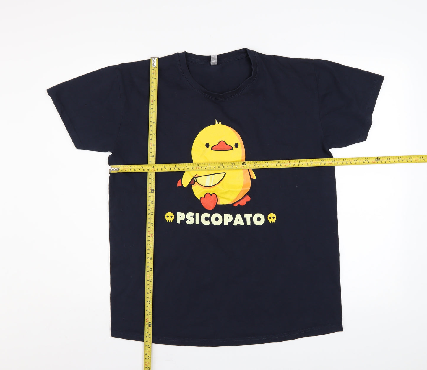 Pampling Unisex Black Funny Duck Graphic Cotton T-Shirt Size L