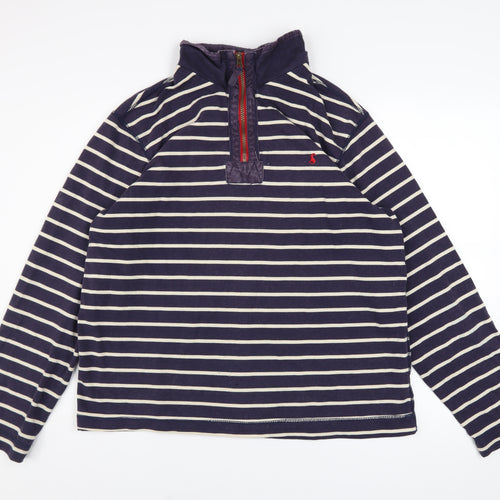 Joules Men’s Blue Striped 1/4 Zip Sweatshirt XL Cotton Blend
