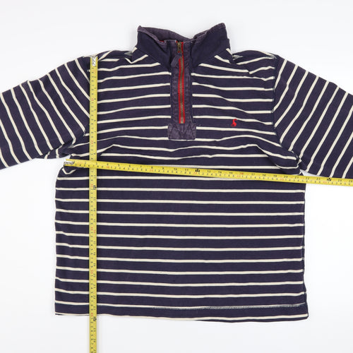 Joules Men’s Blue Striped 1/4 Zip Sweatshirt XL Cotton Blend