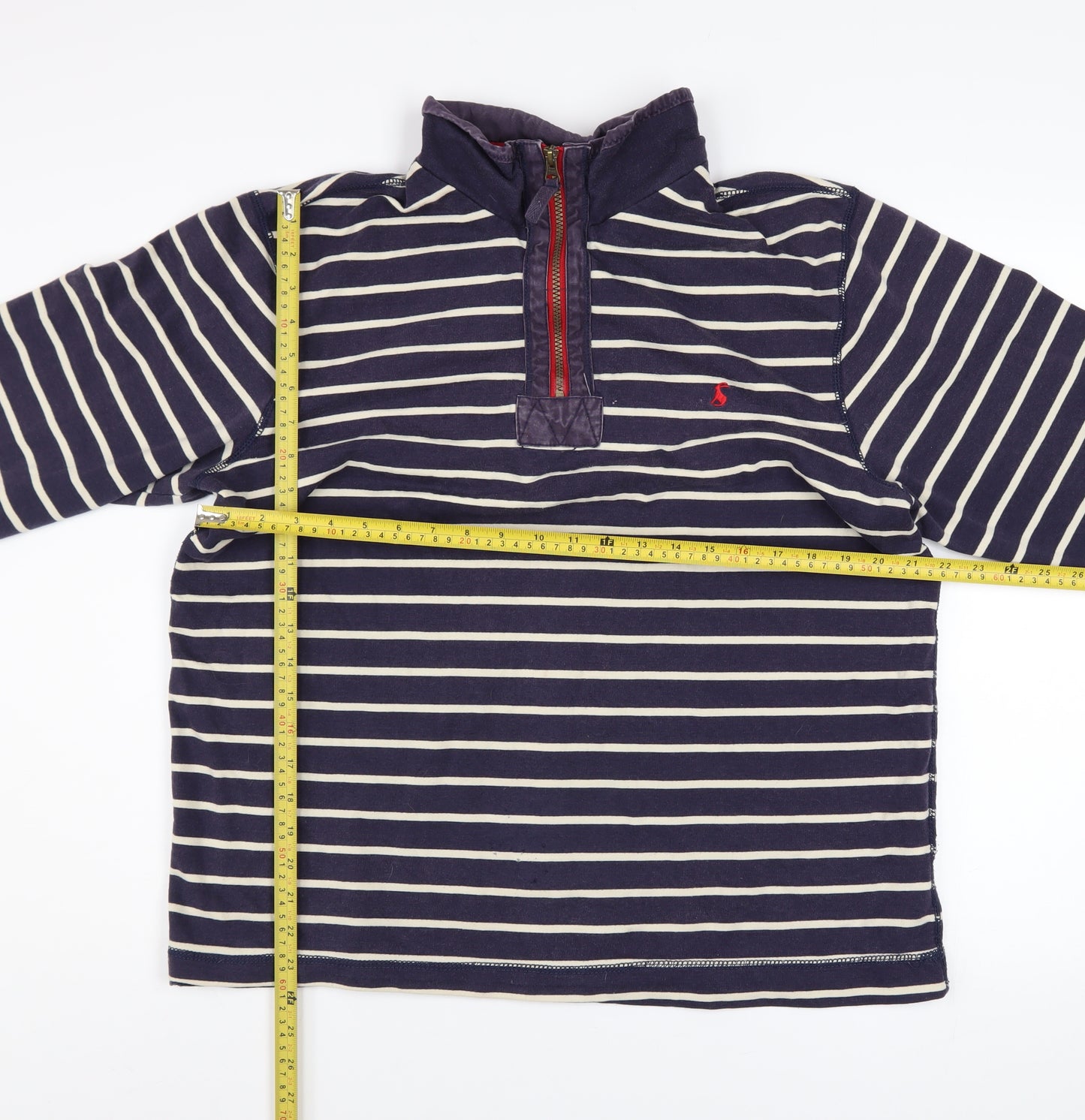 Joules Men’s Blue Striped 1/4 Zip Sweatshirt XL Cotton Blend
