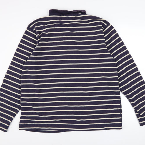 Joules Men’s Blue Striped 1/4 Zip Sweatshirt XL Cotton Blend
