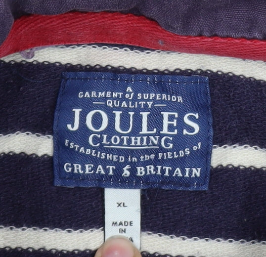 Joules Men’s Blue Striped 1/4 Zip Sweatshirt XL Cotton Blend
