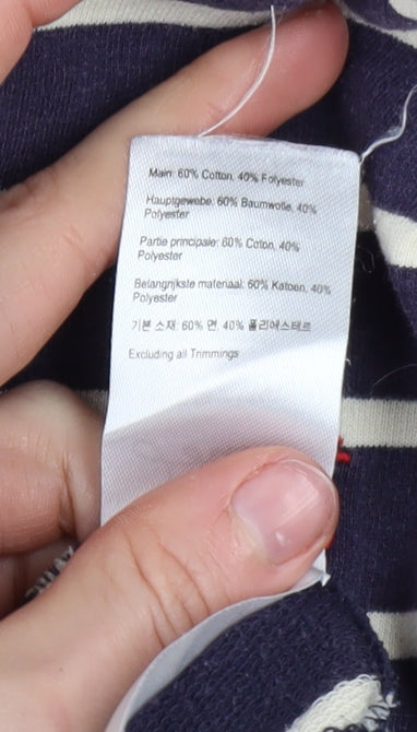 Joules Men’s Blue Striped 1/4 Zip Sweatshirt XL Cotton Blend