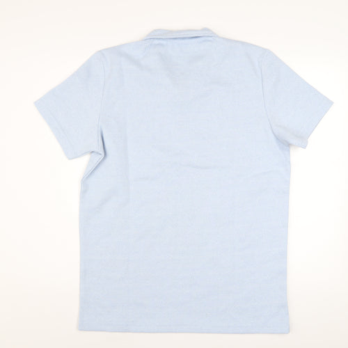 boohooMAN Men’s Blue Short Sleeve Collared Zip Polo Shirt Size M