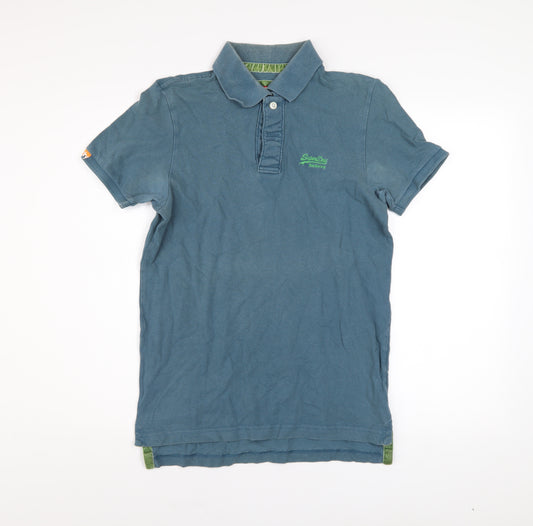 Superdry Men's Blue Vintage Regular Fit Cotton Polo Shirt M