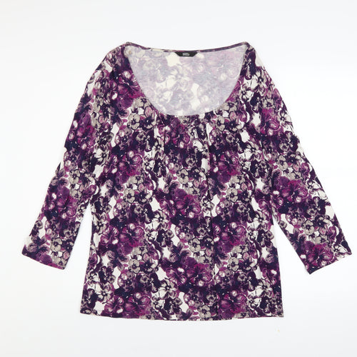 Marks and Spencer Women's Purple Floral Viscose 3/4 Sleeve Blouse UK 12