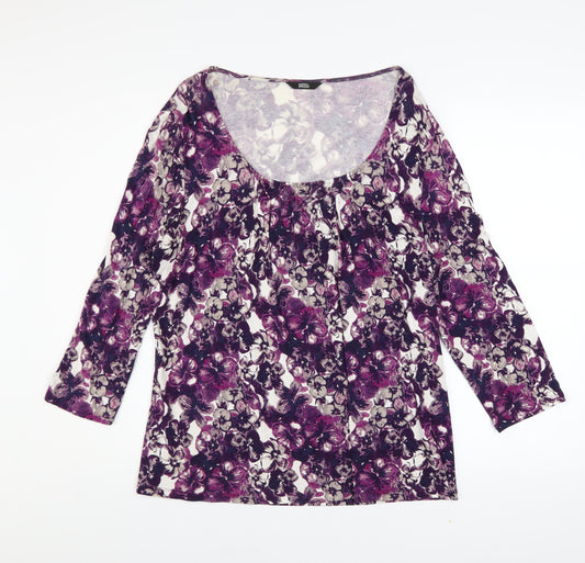 Marks and Spencer Women's Purple Floral Viscose 3/4 Sleeve Blouse UK 12