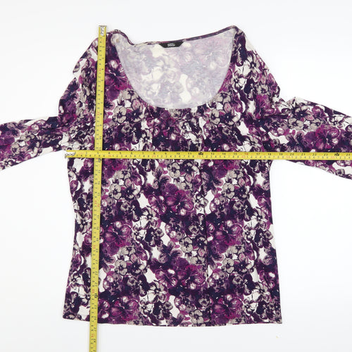 Marks and Spencer Women's Purple Floral Viscose 3/4 Sleeve Blouse UK 12