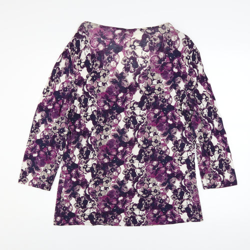 Marks and Spencer Women's Purple Floral Viscose 3/4 Sleeve Blouse UK 12