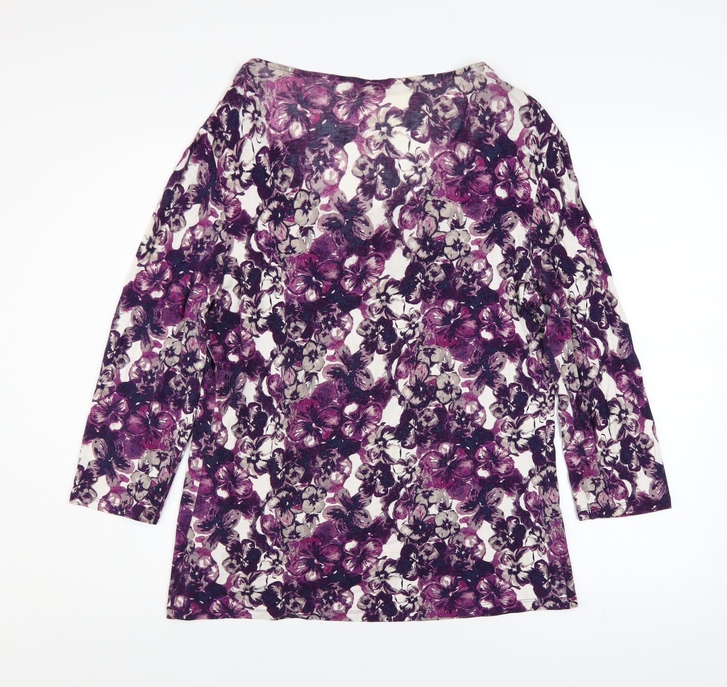 Marks and Spencer Women's Purple Floral Viscose 3/4 Sleeve Blouse UK 12