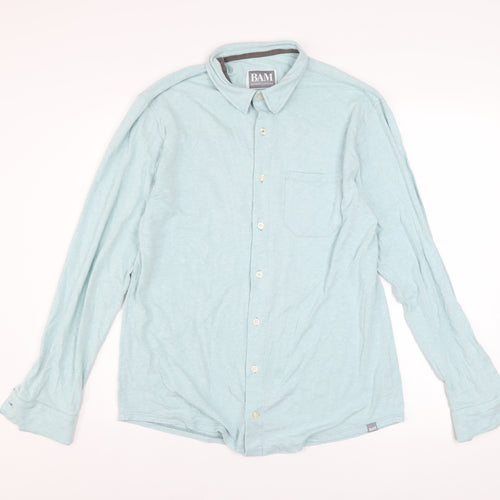 BAM Men's Light Blue Bamboo Long Sleeve Button-Up Shirt M