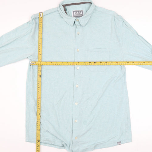 BAM Men's Light Blue Bamboo Long Sleeve Button-Up Shirt M
