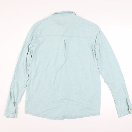 BAM Men's Light Blue Bamboo Long Sleeve Button-Up Shirt M