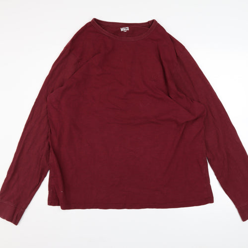M&Co Men's Red XL Pullover Cotton Sweatshirt Long Sleeve Crew Neck