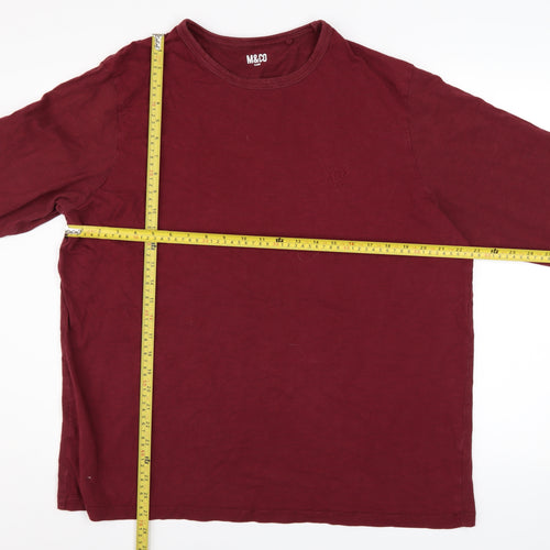 M&Co Men's Red XL Pullover Cotton Sweatshirt Long Sleeve Crew Neck
