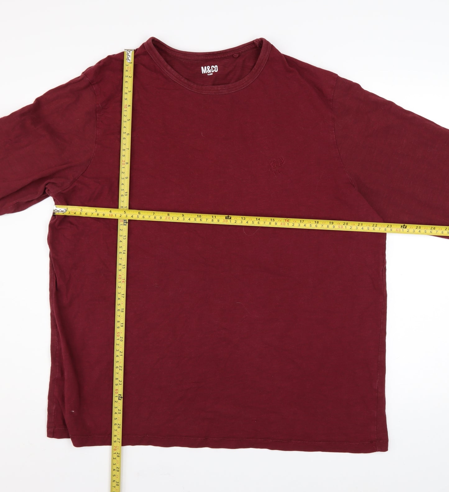 M&Co Men's Red XL Pullover Cotton Sweatshirt Long Sleeve Crew Neck