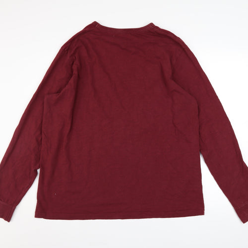 M&Co Men's Red XL Pullover Cotton Sweatshirt Long Sleeve Crew Neck