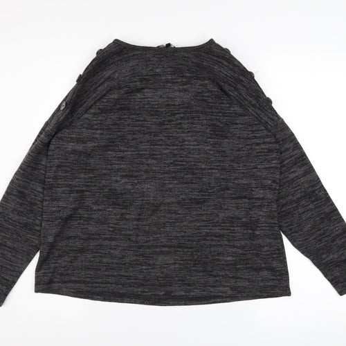 Peacocks Women's Grey Crew Neck Button Shoulder Pullover Jumper Size 8