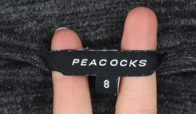 Peacocks Women's Grey Crew Neck Button Shoulder Pullover Jumper Size 8