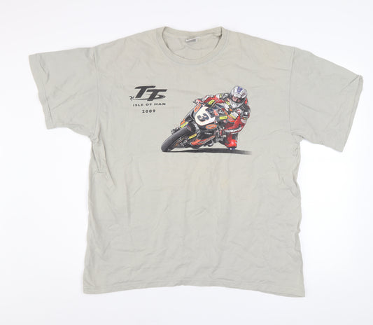 Fruit of the Loom Men's Beige Isle of Man TT 2009 XL Graphic T-Shirt