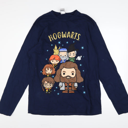 Harry Potter Womens Blue Long Sleeve Crew Neck Cotton T-Shirt Medium