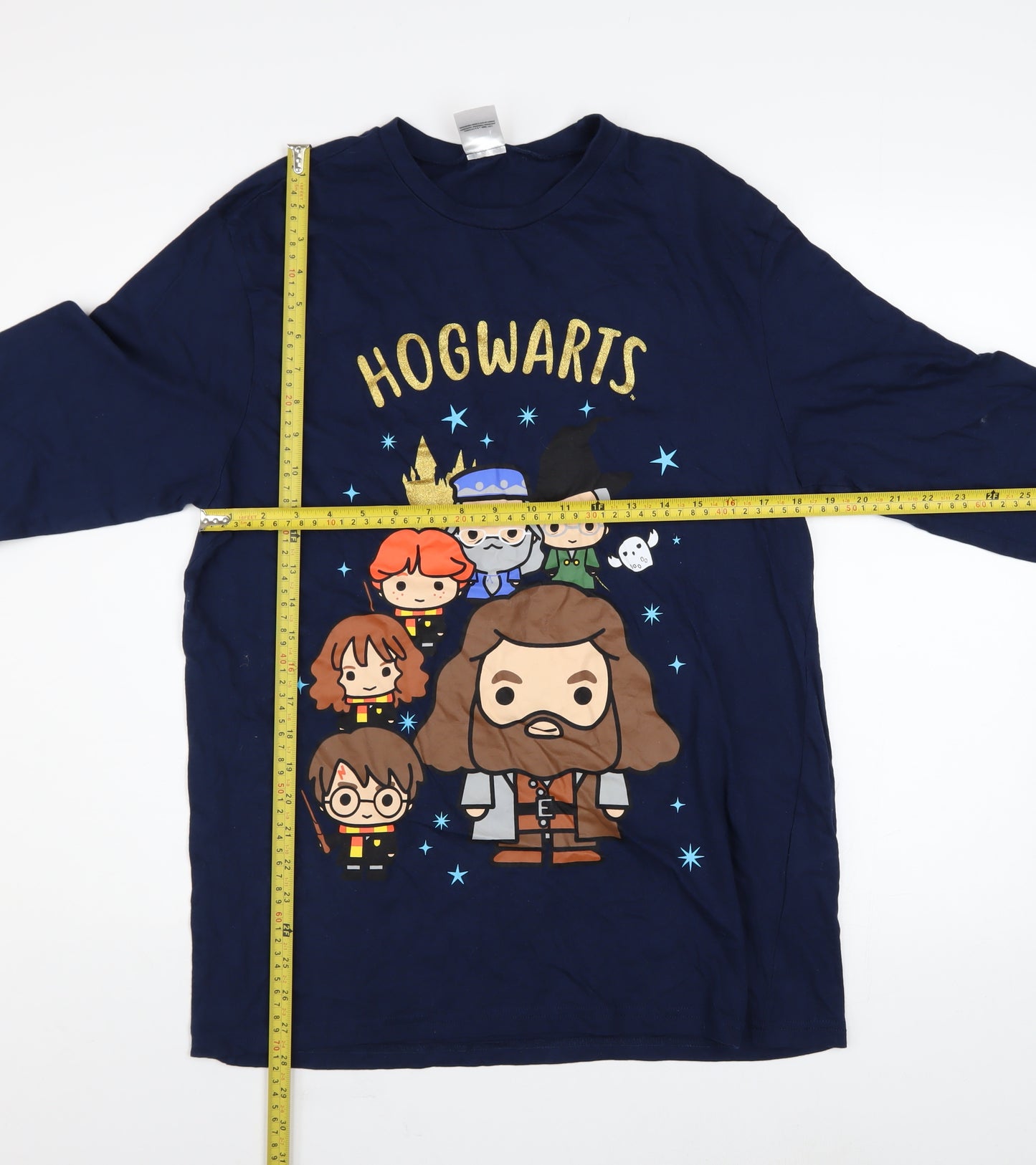 Harry Potter Womens Blue Long Sleeve Crew Neck Cotton T-Shirt Medium