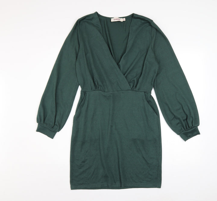 Louche Women’s Green Long Sleeve Wrap Dress UK 10