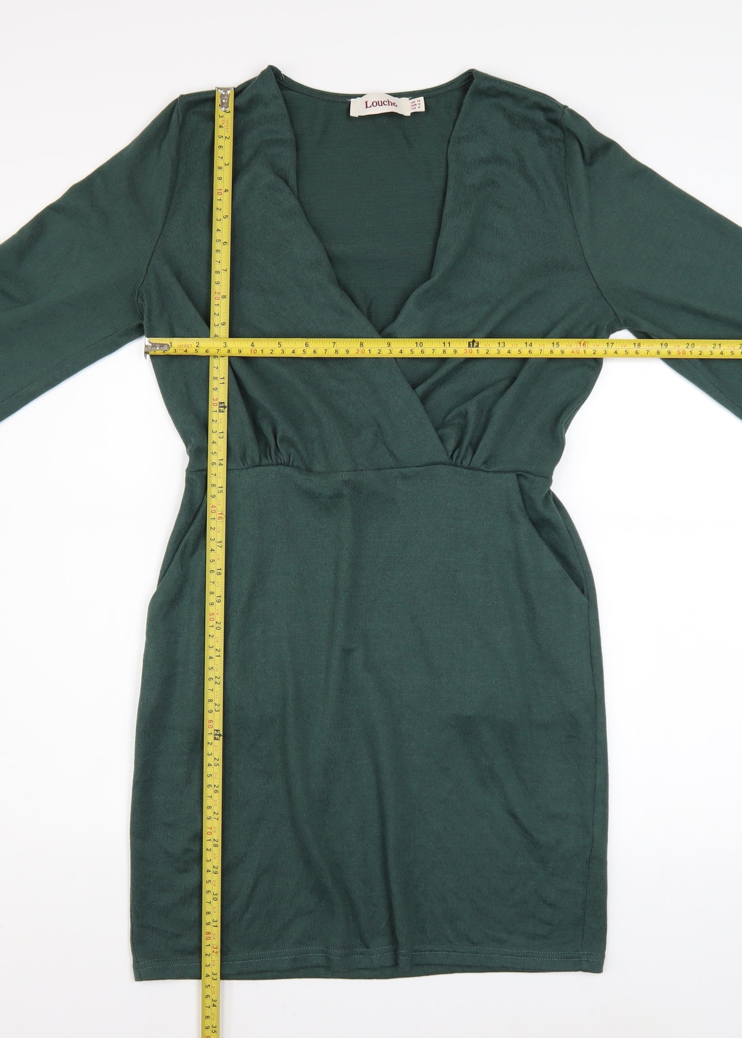 Louche Women’s Green Long Sleeve Wrap Dress UK 10
