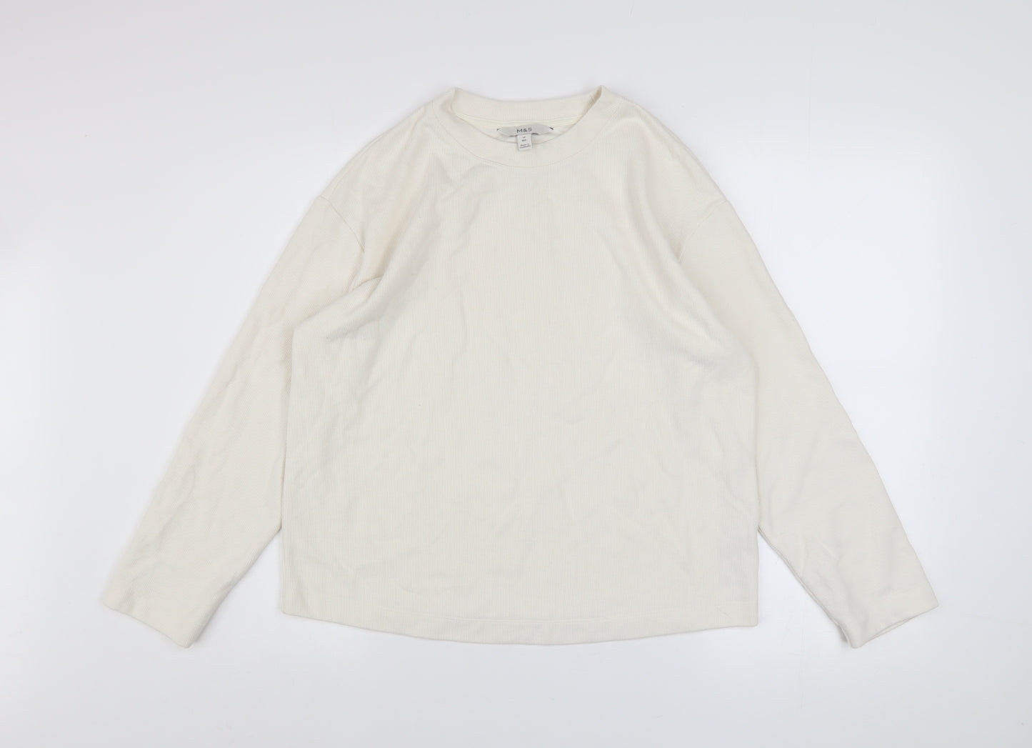 Marks and Spencer Women Ivory Long Sleeve Pullover Sweatshirt Size 10