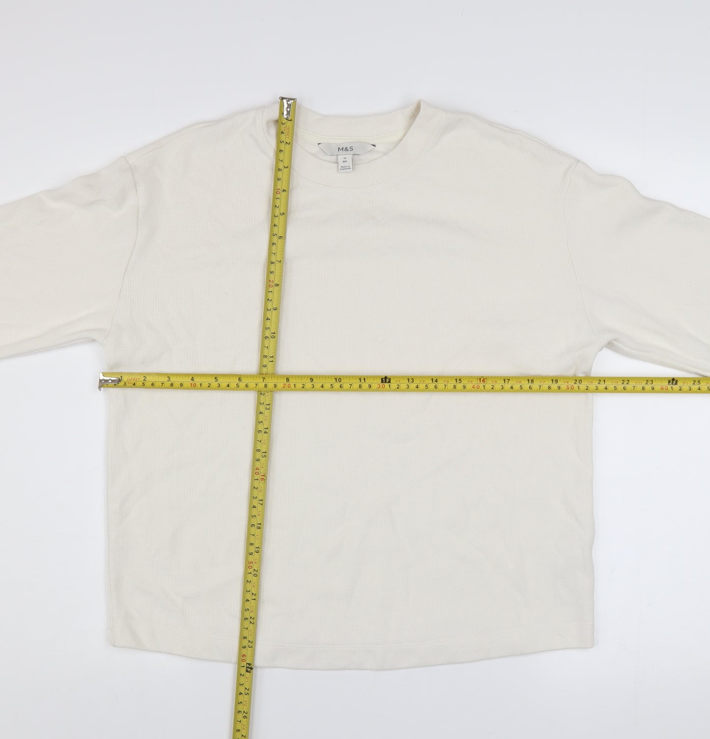 Marks and Spencer Women Ivory Long Sleeve Pullover Sweatshirt Size 10