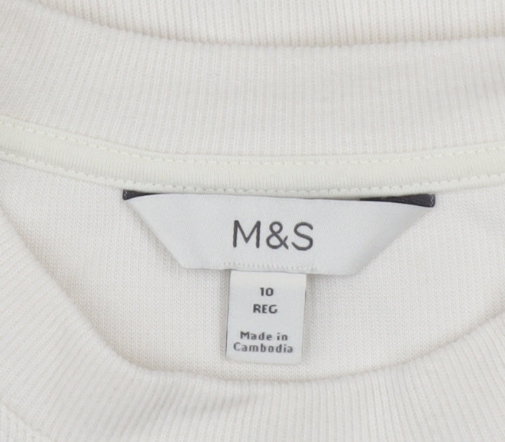 Marks and Spencer Women Ivory Long Sleeve Pullover Sweatshirt Size 10