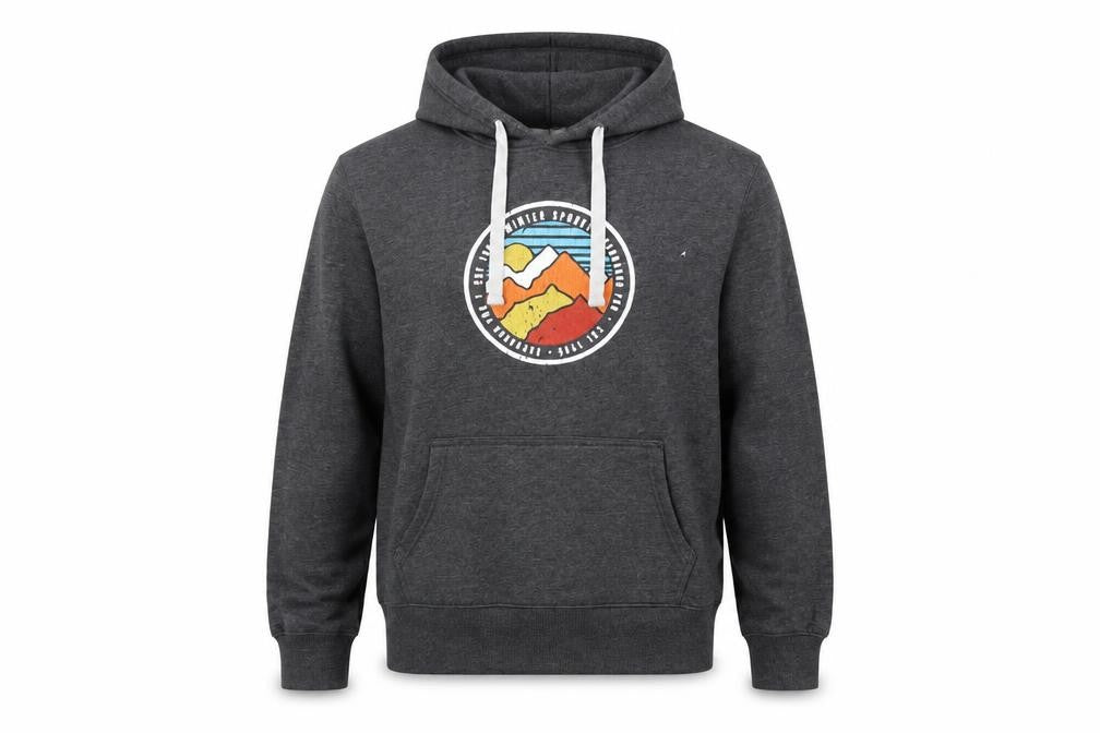 Front view of Kangaroo Poo Men's Grey Pullover Hoodie M Outdoor Graphic