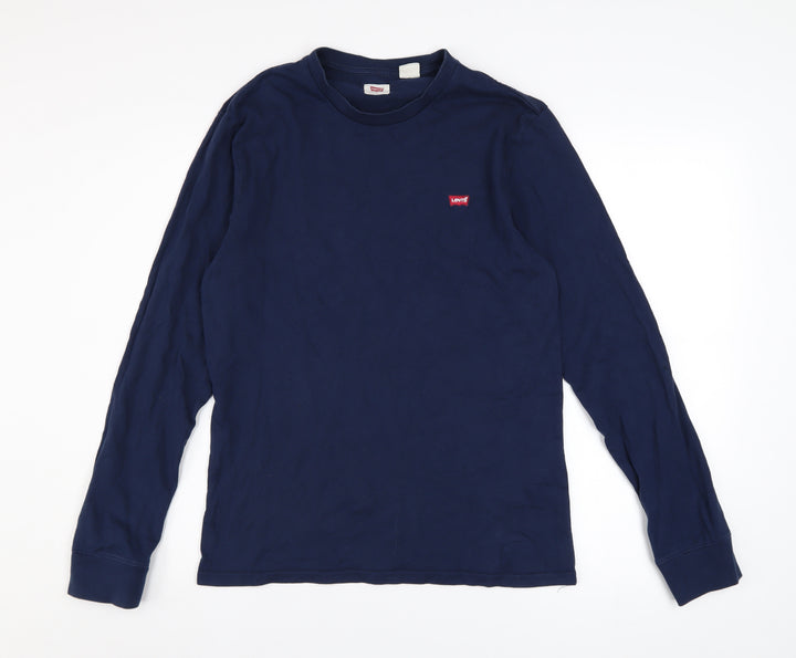Levi's Men's Blue Cotton Long Sleeve Crew Neck Casual Top Size S