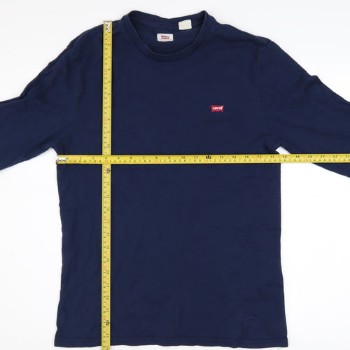 Levi's Men's Blue Cotton Long Sleeve Crew Neck Casual Top Size S