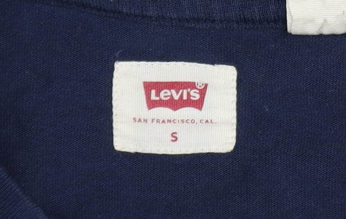 Levi's Men's Blue Cotton Long Sleeve Crew Neck Casual Top Size S