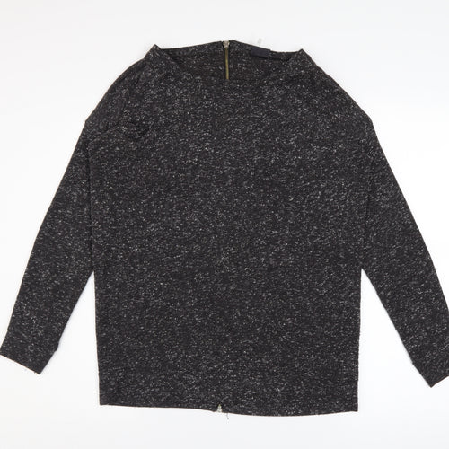 Sparkle & Fade Womens Grey XS Boat Neck Knit Zip Back Jumper