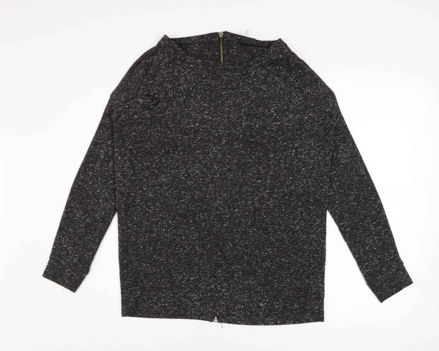 Sparkle & Fade Womens Grey XS Boat Neck Knit Zip Back Jumper