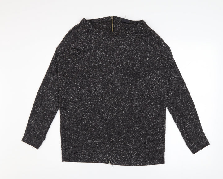 Sparkle & Fade Womens Grey XS Boat Neck Knit Zip Back Jumper