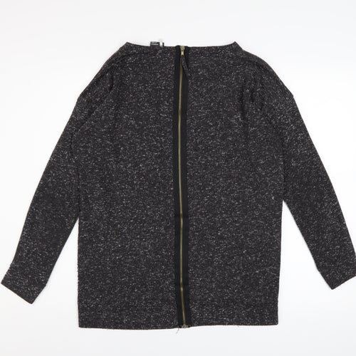 Sparkle & Fade Womens Grey XS Boat Neck Knit Zip Back Jumper