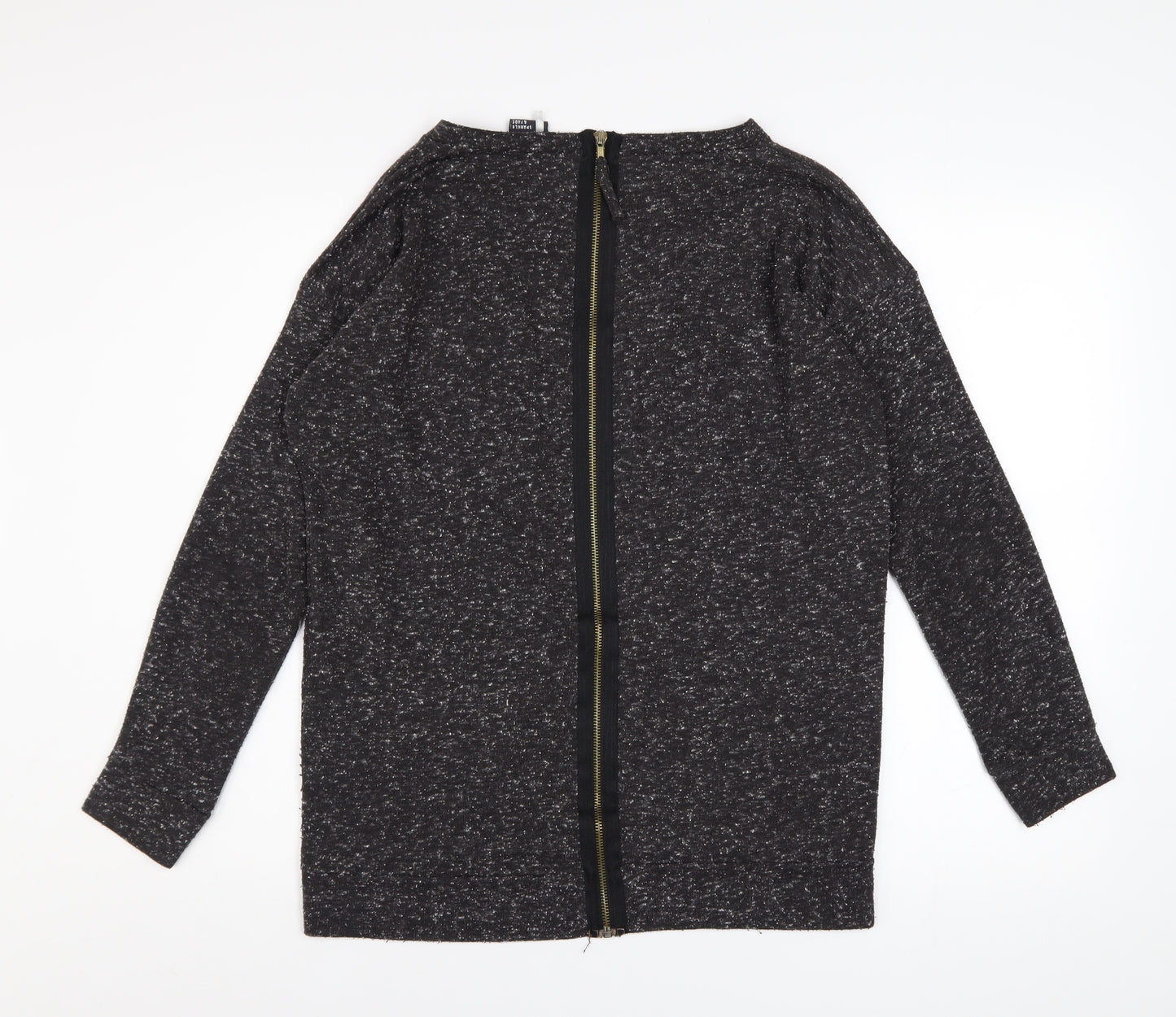 Sparkle & Fade Womens Grey XS Boat Neck Knit Zip Back Jumper