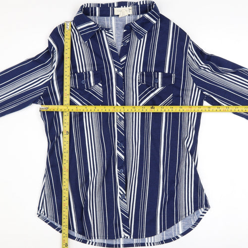 Madison & Monroe Women's Blue Striped Long Sleeve Button-Up Shirt Size S