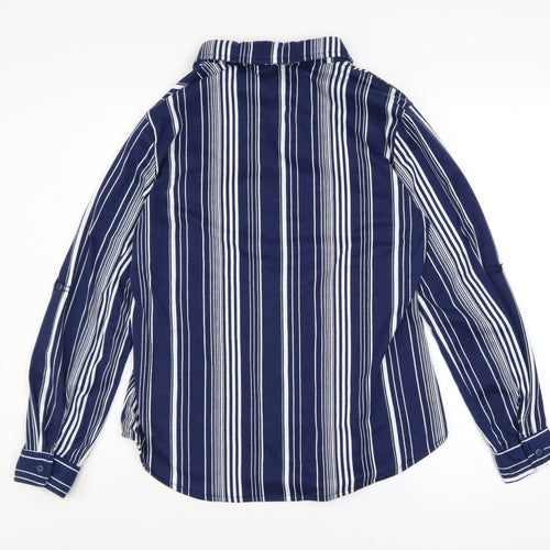 Madison & Monroe Women's Blue Striped Long Sleeve Button-Up Shirt Size S