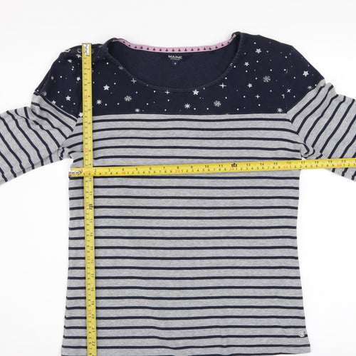 Maine New England Womens Grey Stripe Star Top Size 16 Pullover