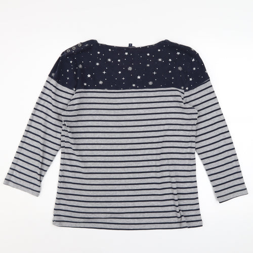 Maine New England Womens Grey Stripe Star Top Size 16 Pullover