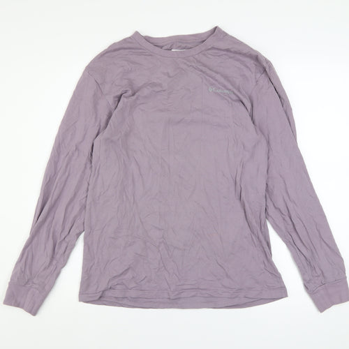 Columbia Men Purple Long Sleeve Cotton Outdoor Graphic Top Size S
