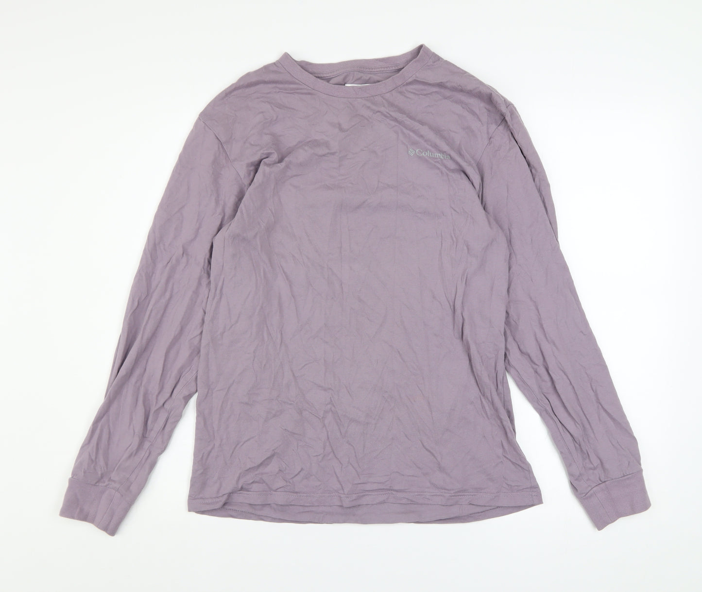Columbia Men Purple Long Sleeve Cotton Outdoor Graphic Top Size S