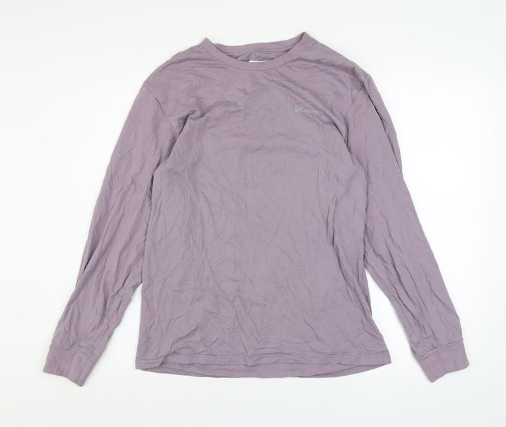 Columbia Men Purple Long Sleeve Cotton Outdoor Graphic Top Size S