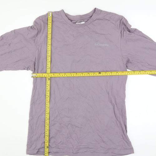Columbia Men Purple Long Sleeve Cotton Outdoor Graphic Top Size S