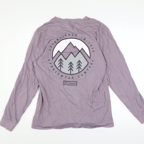 Columbia Men Purple Long Sleeve Cotton Outdoor Graphic Top Size S